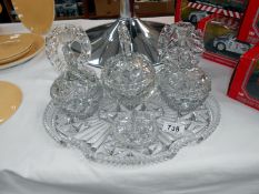 An art deco style pressed glass dressing table set