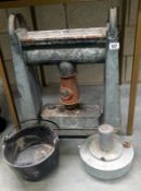 A vintage Eltex heater & heavy pot etc.
