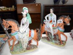 A pair of Staffordshire figures A/F