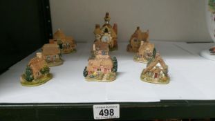 8 miniature Lilliput Lane cottages and one other house clock