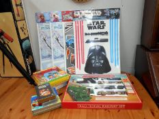 A quantity of children's items including train set, Disney and Star Wars deco-stickers, puzzles,