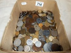 A box of foreign coins