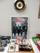 A quantity of Beatles memorabelia including Lenticular poster,