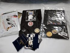 four £5 coins & others including poppy, Supersonic Concorde etc.