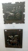 2 19th century carved wood oriental wall plaques,