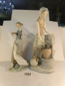 A LLadro figure of a lady feeding a goose and a NAO figure of a lady collecting water