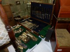 An incomplete Mappin & Webb canteen of cutlery together with an additional assortment of cutlery