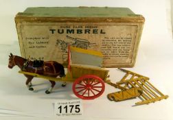 A Britain's home farm tumbrel horse and cart,
