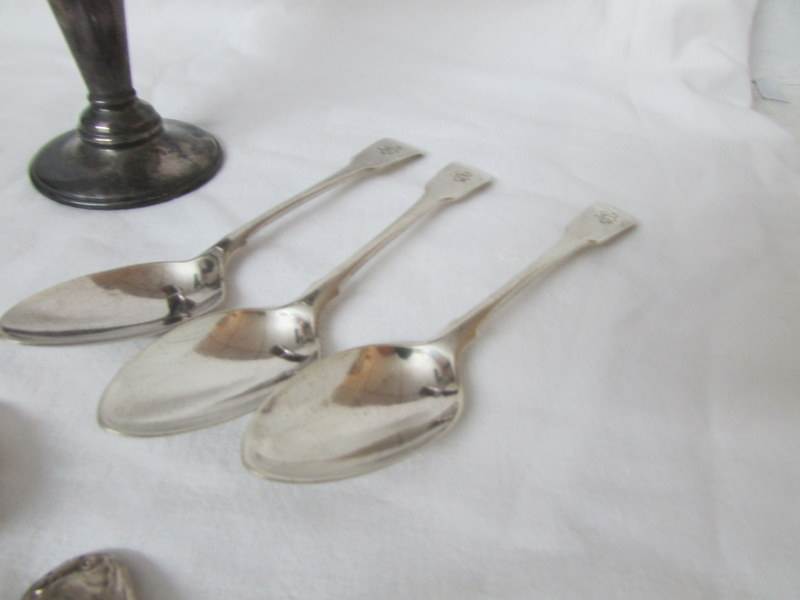 A silver vase and a mixed lot of silver cutlery - Image 2 of 4