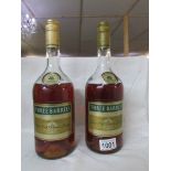 2 bottles of Three Barrels VSOP rare old French brandy