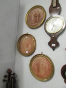 3 circular framed and glazed classical scenes