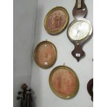 3 circular framed and glazed classical scenes