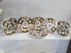 A matching set of 4 Derby plates and 2 Hors D'ouvres dishes