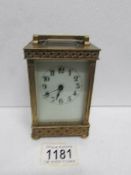 A brass carriage clock