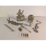 A mixed lot of white metal items