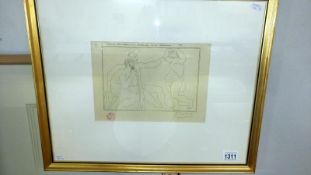 A Pablo Picasso print from the Vollard suite series entitled 'Deux Sculpteurs Devant une Statue'