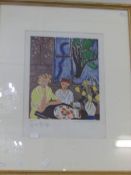 A Henri Matisse Heliogravure print entitled 'Due Fillettes Fond Gris Fenetre Bleu' (Two girls,