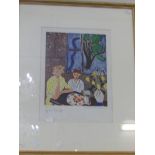 A Henri Matisse Heliogravure print entitled 'Due Fillettes Fond Gris Fenetre Bleu' (Two girls,