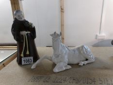 A Beswick white horse and a Coalport monk