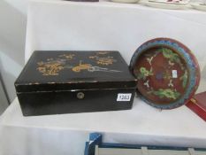 A Cloissonne bowl and an oriental box