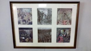 A framed and glazed collection of 6 Henry Moore Shelter sketch book facsimile prints,