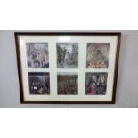 A framed and glazed collection of 6 Henry Moore Shelter sketch book facsimile prints,