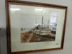 A signed and dated (1990) shipping scene in coloured pen (felt tip) by Alf.