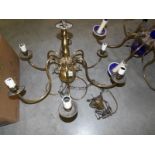 A brass 6 lamp ceiling light