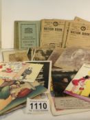 A mixed lot of ration books, photographs,