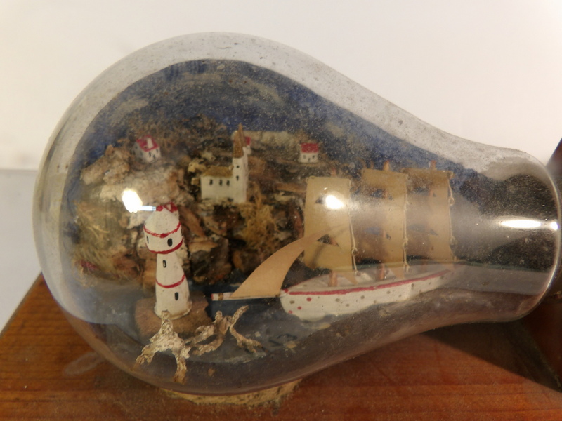 A miniature coastal scene in a light bulb made by a German prisoner of war at POW camp Stratford - Image 6 of 6
