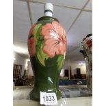 A green floral Moorcroft table lamp base