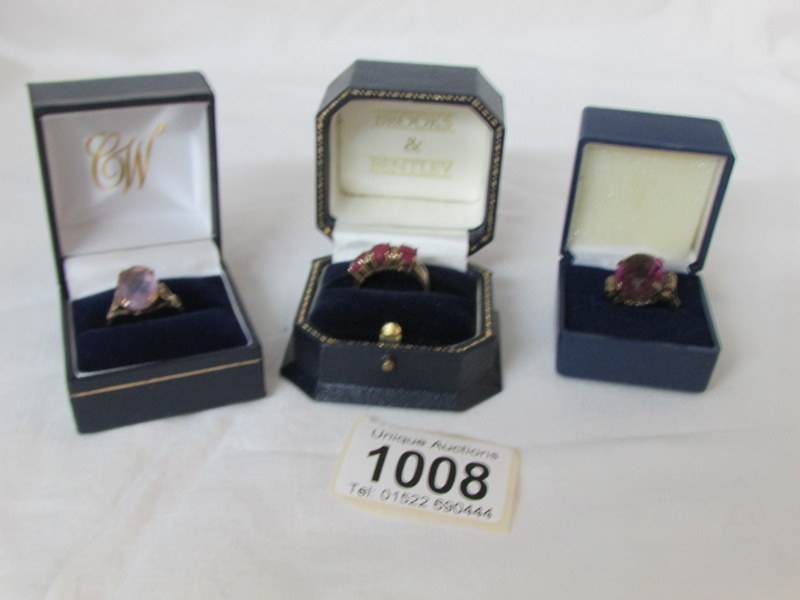 2 9ct gold rings and a silver ring set with various precious stones - Image 5 of 5