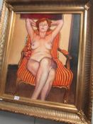 An oil on canvas reclining nude entitled 'Olga Dobranskaya' signed Rupert Bonham-Carter