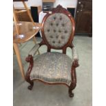 A mahogany framed arm chair