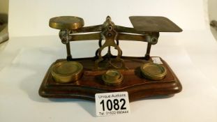 A set of postal scales with weights