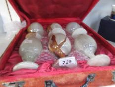 A cased set of 6 onyx goblets