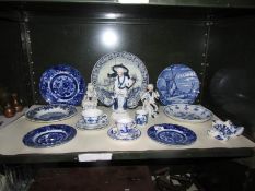 A mixed lot of blue and white china including Wedgwood