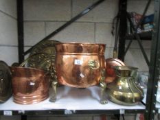 A quantity of brass and copper including coal scuttle