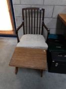A carver bedroom chair and an oak reading table