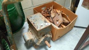 An electric motor a/f and a box of tools
