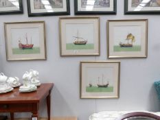 A set of 4 framed and glazed nautical scene watercolours