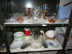 A mixed lot of china and glass etc (2 shelves)