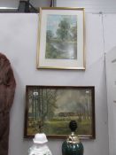 A framed and glazed hunting scene and one other
