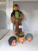A Wurzel Gummidge doll with 4 changeable heads