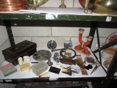 A quantity of miscellaneous sewing items, cash boxes,