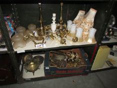 A mixed lot of light fittings etc (2 shelves)