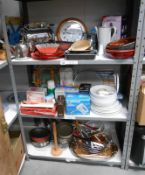 3 shelves of kitchen ware