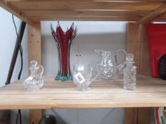 2 cut glass jugs and 3 other items