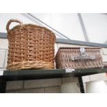 A picnic basket and a linen basket