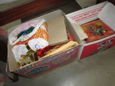 2 boxes of Christmas ornaments,